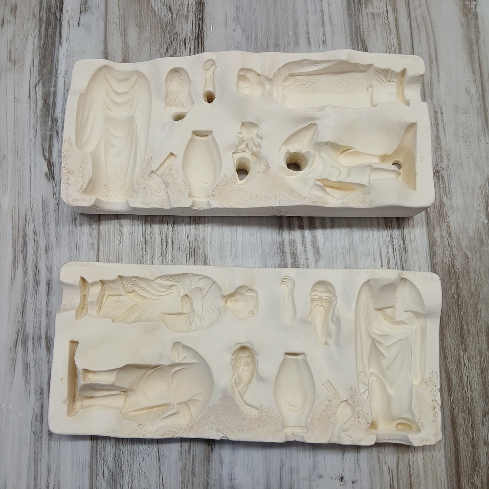 Vintage 1961 Duncan Ceramic Mold 968 Japanese Figures Wise Man Fresno California